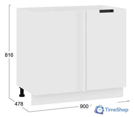 Шкаф навесной Трия Гренада 1Н9У угловой с одной дверью (белый/холст белый) - Изображение №3 — Интернет-магазин Time-Shop