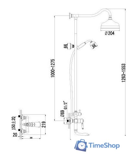 Душевая система  Lemark Villa [LM4862B] - Изображение №2 — Интернет-магазин Time-Shop