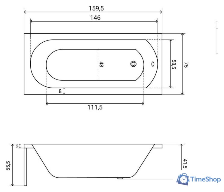 Ванна Lauter Haven 160x75 21202006 (с ножками, лицевым черным и торцевым экраном) - Изображение №23 — Интернет-магазин Time-Shop