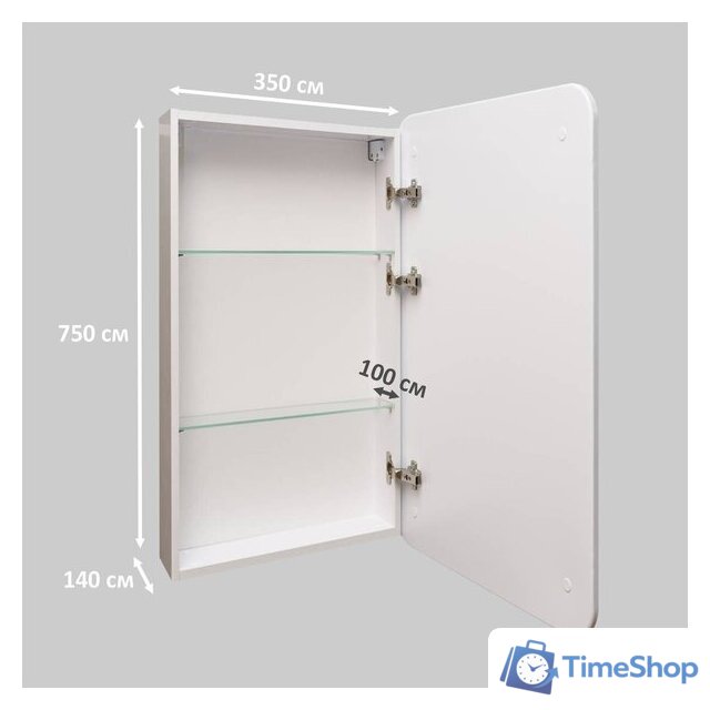  Symbolite Шкаф с зеркалом для ванной Каре 40x80 универсальное (с подсветкой, сенсор с диммером на зеркале) - Изображение №3 — Интернет-магазин Time-Shop