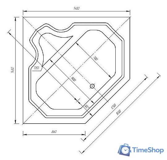 Ванна Aquatek Лира 148x148 - Изображение №5 — Интернет-магазин Time-Shop