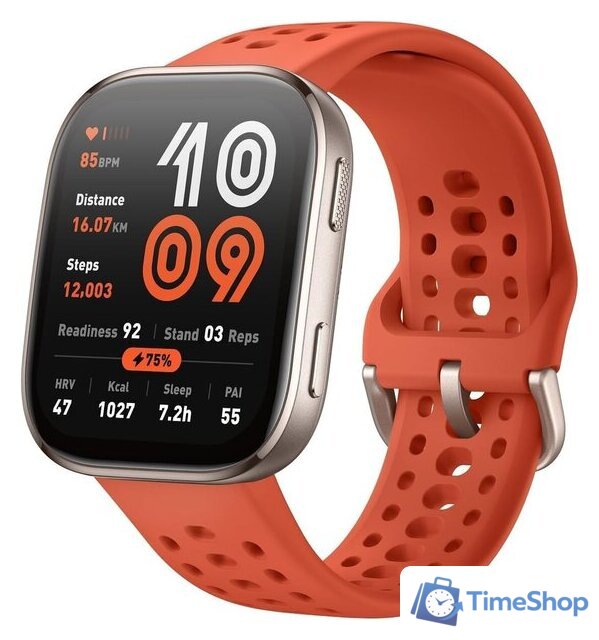 Умные часы Amazfit Bip 6 (титановый, с оранжевым силиконовым ремешком) - Изображение №1 — Интернет-магазин Time-Shop