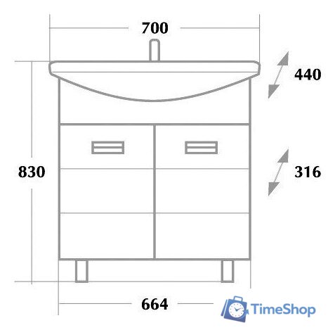  Onika Тумба с умывальником Балтика 70.17 + Балтика 70 - Изображение №4 — Интернет-магазин Time-Shop