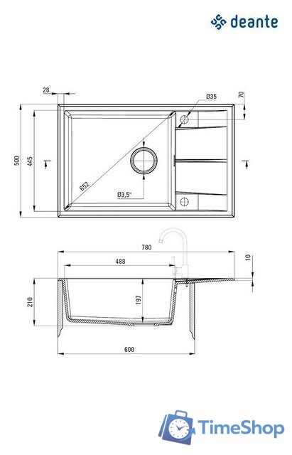 Кухонная мойка Deante ZQE_A11B - Изображение №2 — Интернет-магазин Time-Shop