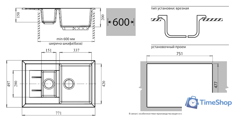 Кухонная мойка GranFest GF-Q775KL (песочный) - Изображение №2 — Интернет-магазин Time-Shop