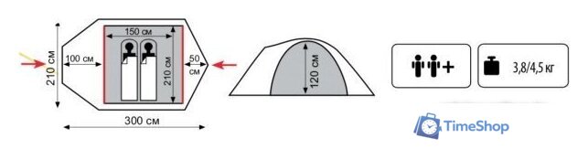 Треккинговая палатка TRAMP Lair 2 v2 - Изображение №2 — Интернет-магазин Time-Shop