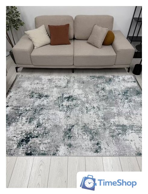Ковер для жилой комнаты Radjab Carpet Амаль Прямоугольник 0901A 13578 (2x2.9, Grey/D.Green) - Изображение №3 — Интернет-магазин Time-Shop