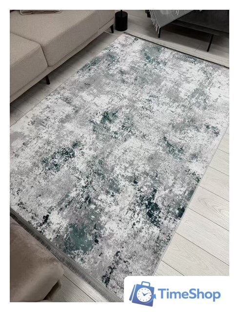 Ковер для жилой комнаты Radjab Carpet Амаль Прямоугольник 0901A 13578 (2x2.9, Grey/D.Green) - Изображение №2 — Интернет-магазин Time-Shop
