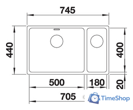 Кухонная мойка Blanco Andano 500/180-U (правая, без клапана-автомата) - Изображение №3 — Интернет-магазин Time-Shop
