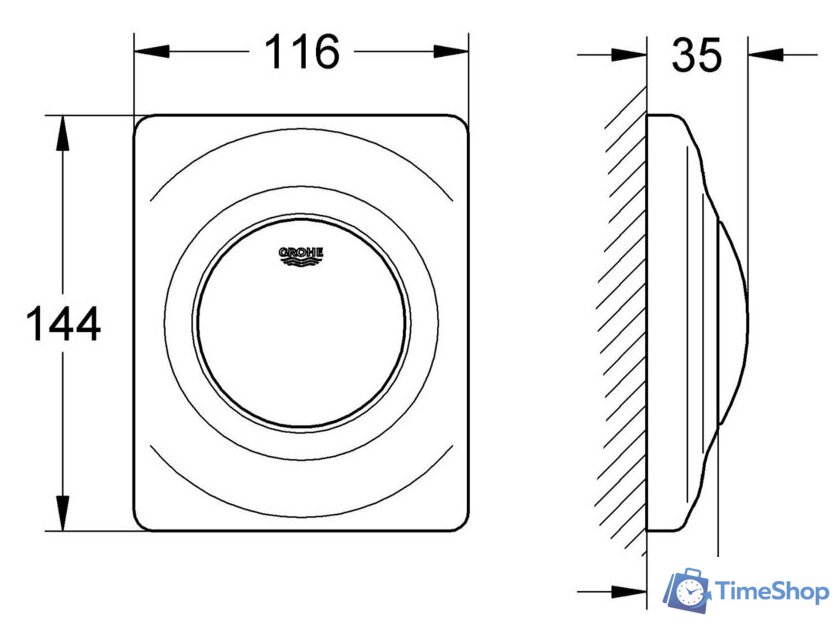 Панель смыва Grohe Surf 38808000 (хром) - Изображение №2 — Интернет-магазин Time-Shop
