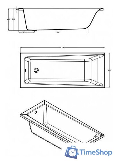 Ванна Cersanit Lorena 170x70 (с каркасом) - Изображение №3 — Интернет-магазин Time-Shop