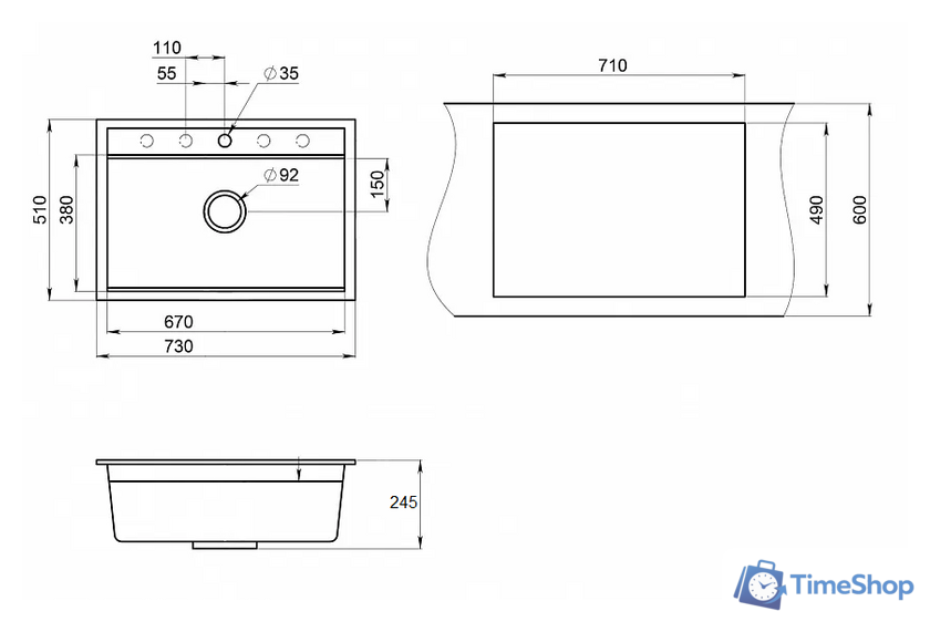 Кухонная мойка Granula KS-7301 (арктик) - Изображение №4 — Интернет-магазин Time-Shop