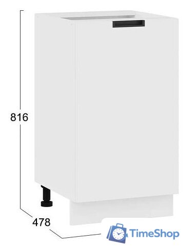 Шкаф напольный Трия Гренада с одной дверью 1Н45 (белый/холст белый) - Изображение №3 — Интернет-магазин Time-Shop