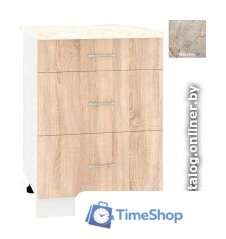 Шкаф напольный Кортекс-мебель Корнелия Лира НШ60р3ш (дуб сонома/марсель) - Изображение №1 — Интернет-магазин Time-Shop