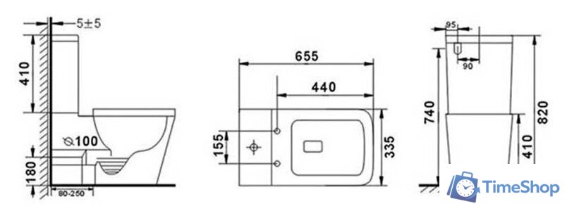 Унитаз напольный Roxen Amati Tornado Rimless Soft Close 600165-01 - Изображение №11 — Интернет-магазин Time-Shop
