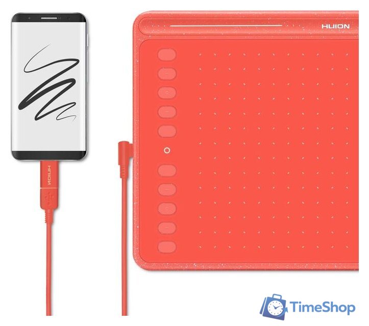 Графический планшет Huion HS611 (коралловый красный) - Изображение №8 — Интернет-магазин Time-Shop