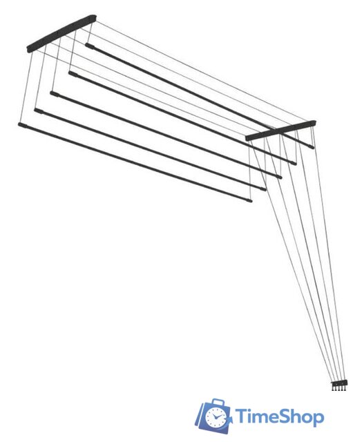 Сушилка для белья Comfort Alumin Group Потолочная 5 прутьев Black Diamond 150 см (алюминий) - Изображение №1 — Интернет-магазин Time-Shop