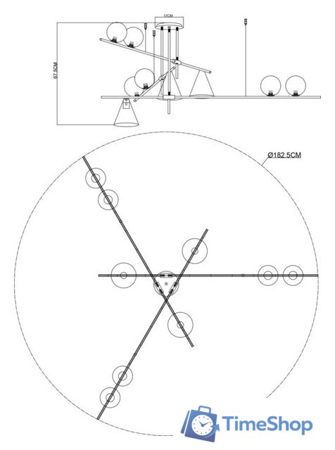 Люстра средней высоты Arte Lamp Jacob A7029PL-9BK - Изображение №6 — Интернет-магазин Time-Shop