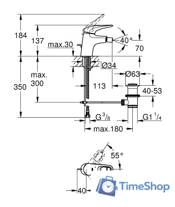 Смеситель Grohe Eurostyle 33565003 - Изображение №2 — Интернет-магазин Time-Shop