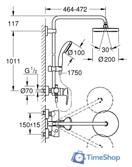 Душевая система  Grohe New Tempesta Cosmopolitan 200 26244001 - Изображение №2 — Интернет-магазин Time-Shop