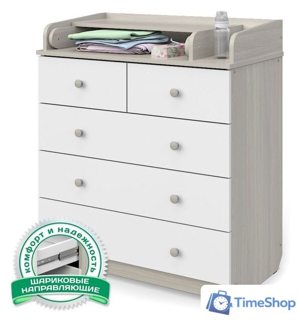 Детский комод Атон Мебель Сириус-2 805 ЛДСП (шимо светлый/белый) - Изображение №1 — Интернет-магазин Time-Shop