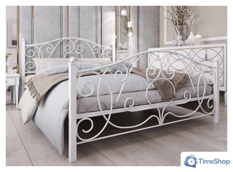 Кровать Князев Мебель Виктория 180x200 ВЯ.180.200.Б (белый муар) - Изображение №1 — Интернет-магазин Time-Shop