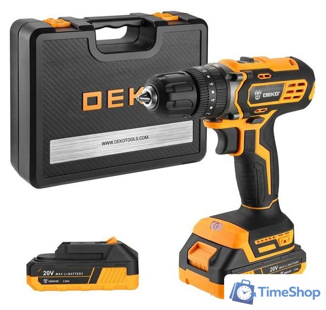 Ударная дрель-шуруповерт Deko DKCD20 Impact Set 063-4415 (с 2-мя АКБ 2 Ач, кейс) - Изображение №1 — Интернет-магазин Time-Shop