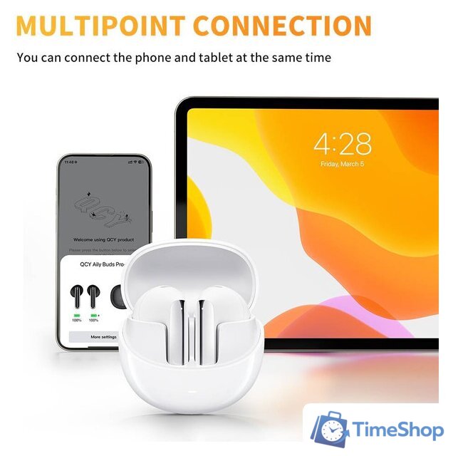 Наушники QCY AilyBuds Pro (белый) - Изображение №2 — Интернет-магазин Time-Shop