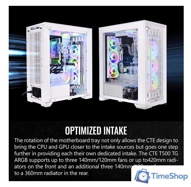 Корпус Thermaltake CTE T500 TG ARGB Snow CA-1X8-00F6WN-01 - Изображение №3 — Интернет-магазин Time-Shop