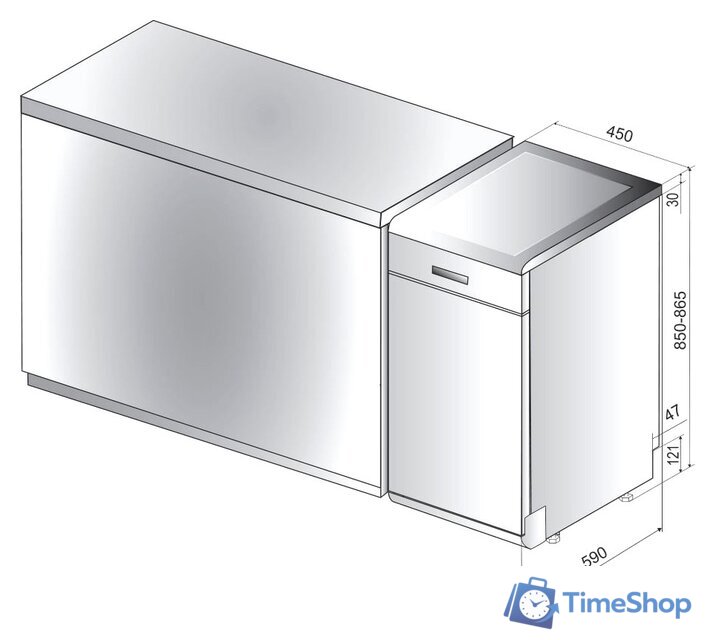 Отдельностоящая посудомоечная машина Whirlpool WSFO 3O34 PF - Изображение №2 — Интернет-магазин Time-Shop