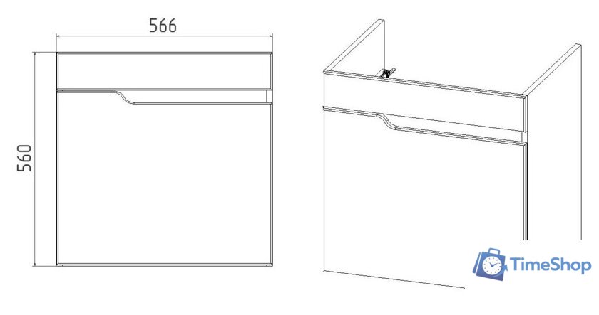  Viant Тумба под умывальник Куба Como 60 VKUB60CO-T1STP - Изображение №4 — Интернет-магазин Time-Shop