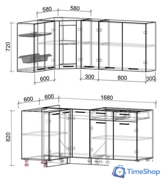 Готовая кухня Интерлиния Мила 12x17 без столешницы (серебристый/антрацит) - Изображение №2 — Интернет-магазин Time-Shop
