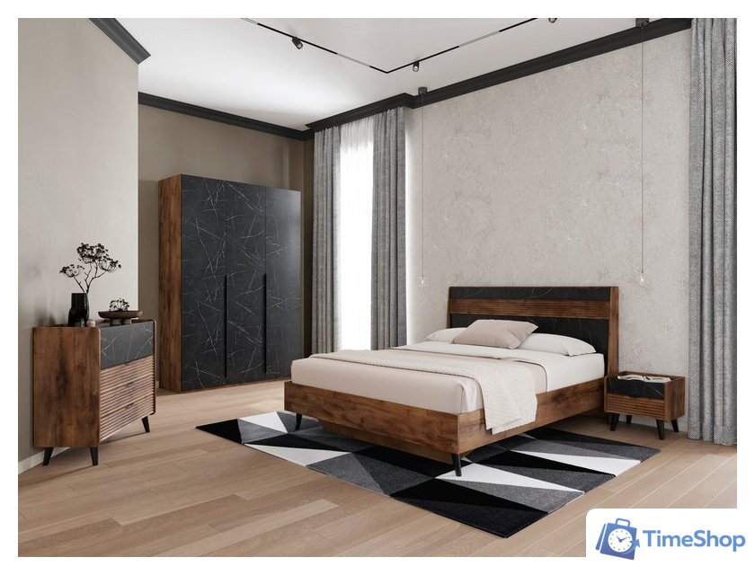 Кровать Мебельград Браун 160x200 (таксония/мрамор неро маркина) - Изображение №3 — Интернет-магазин Time-Shop