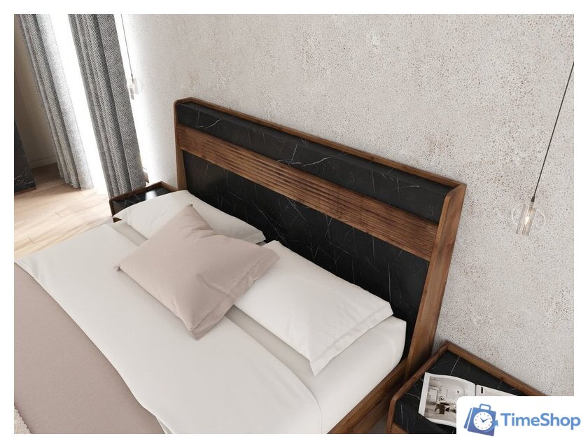 Кровать Мебельград Браун 160x200 (таксония/мрамор неро маркина) - Изображение №4 — Интернет-магазин Time-Shop