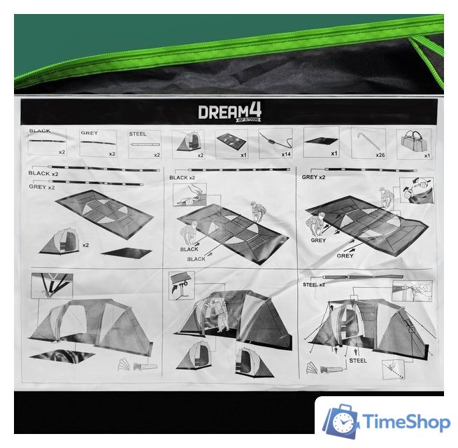 Кемпинговая палатка RSP Outdoors Dream 4 (зеленый) - Изображение №18 — Интернет-магазин Time-Shop