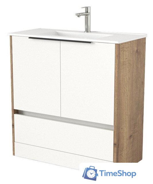  Дабер Тумба под умывальник 017 WeltWasser Deilbach 7517-80 Т17.8W.0.21Ч (дуб галифакс/белый/ручка черная) - Изображение №1 — Интернет-магазин Time-Shop