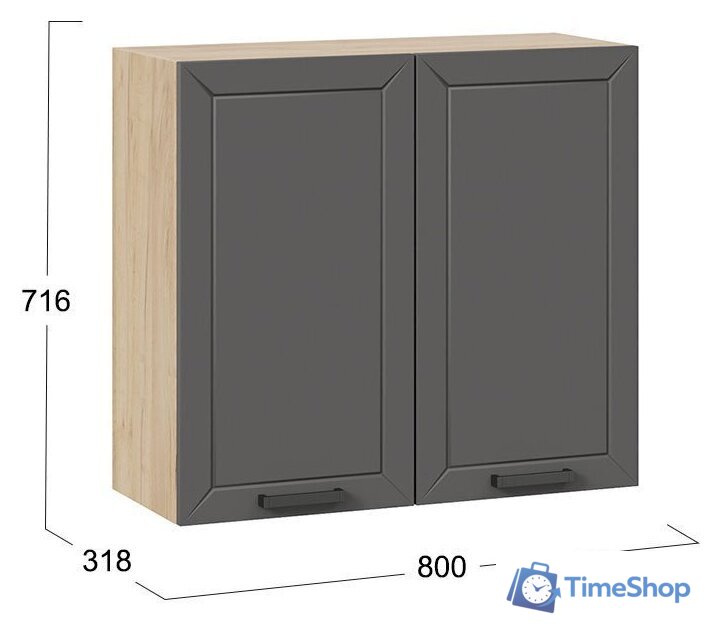 Шкаф навесной Трия Лорас 1В8 (дуб крафт золотой/холст вулкан) - Изображение №3 — Интернет-магазин Time-Shop