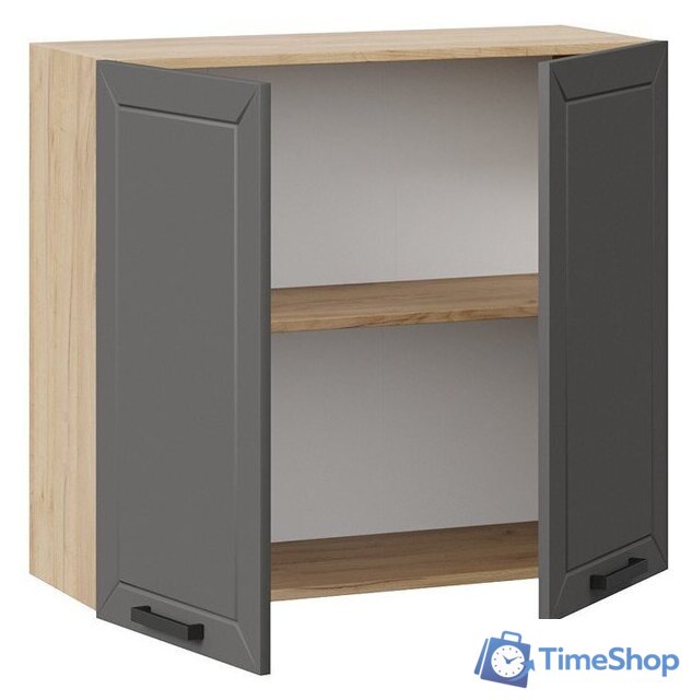 Шкаф навесной Трия Лорас 1В8 (дуб крафт золотой/холст вулкан) - Изображение №2 — Интернет-магазин Time-Shop