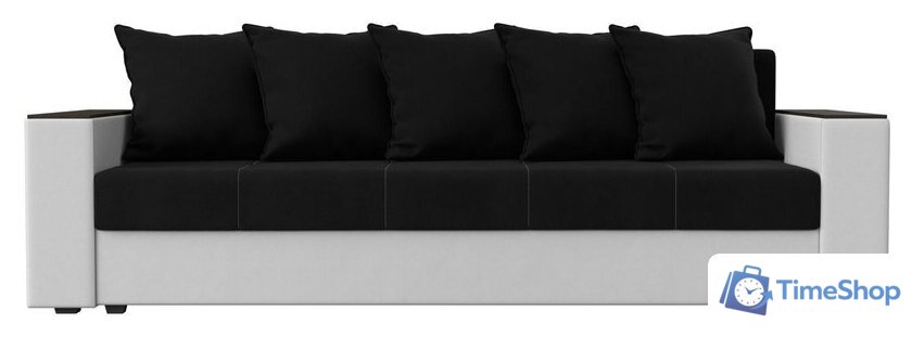 Диван Лига диванов Дубай лайт полки справа 114330 (микровельвет черный/экокожа белый) - Изображение №2 — Интернет-магазин Time-Shop