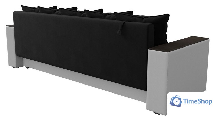 Диван Лига диванов Дубай лайт полки справа 114330 (микровельвет черный/экокожа белый) - Изображение №8 — Интернет-магазин Time-Shop