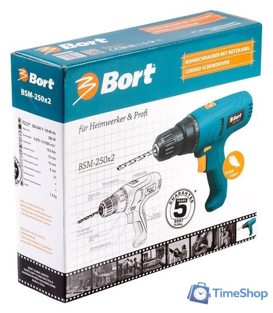 Дрель-шуруповерт Bort BSM-250x2 - Изображение №3 — Интернет-магазин Time-Shop