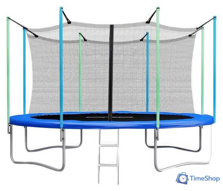 Батут Atlas Sport 374 см - 12ft (с лестницей, внутренняя сетка, синий) - Изображение №1 — Интернет-магазин Time-Shop