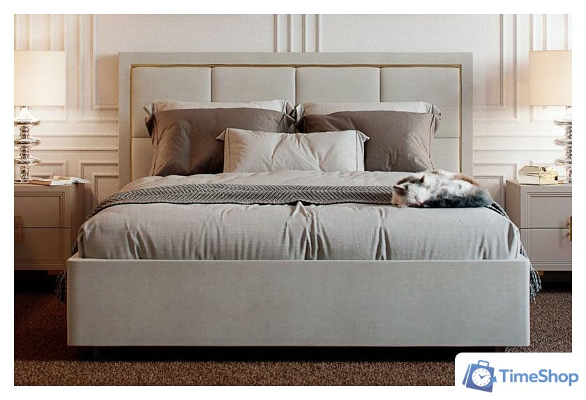 Кровать Ангстрем Дольче спальня с ПМ ДЛ-811.26 исп.30 (кашемир серый) - Изображение №8 — Интернет-магазин Time-Shop