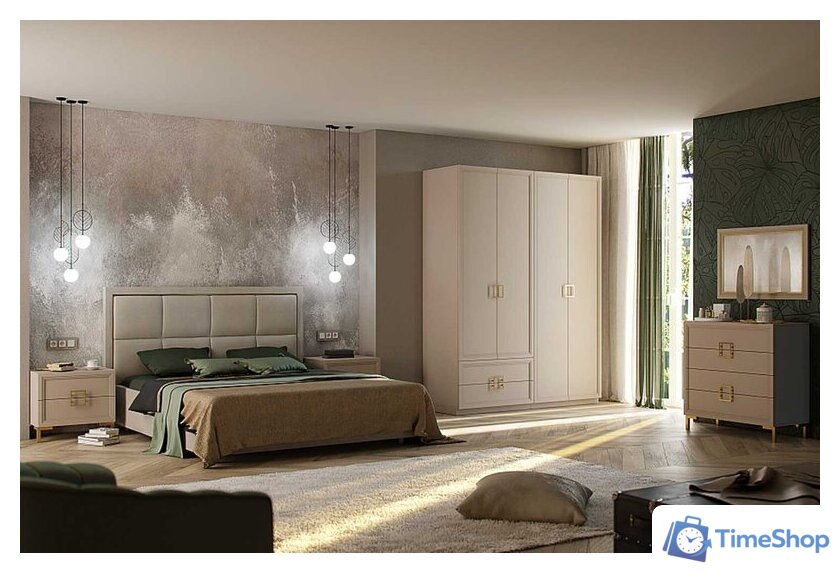 Кровать Ангстрем Дольче спальня с ПМ ДЛ-811.26 исп.30 (кашемир серый) - Изображение №4 — Интернет-магазин Time-Shop