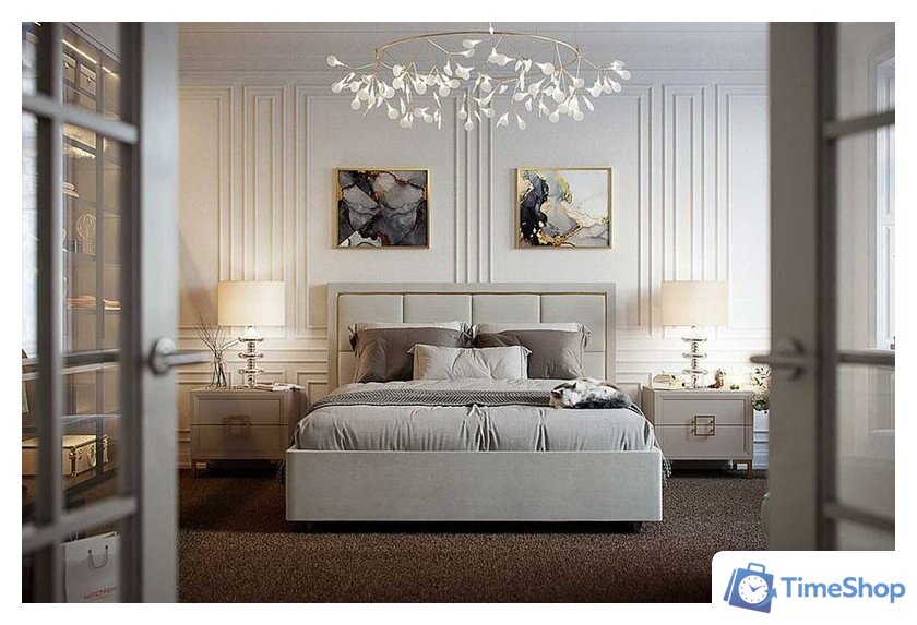 Кровать Ангстрем Дольче спальня с ПМ ДЛ-811.26 исп.30 (кашемир серый) - Изображение №7 — Интернет-магазин Time-Shop