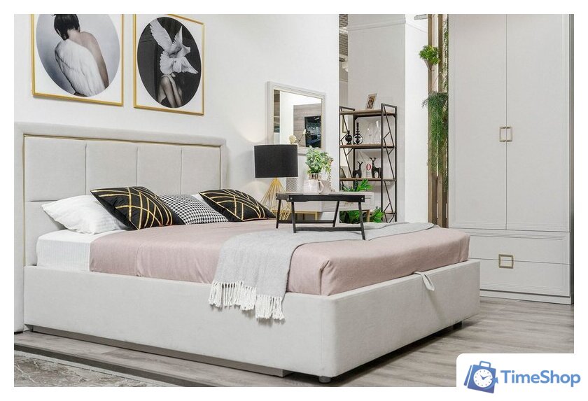 Кровать Ангстрем Дольче спальня с ПМ ДЛ-811.26 исп.30 (кашемир серый) - Изображение №12 — Интернет-магазин Time-Shop