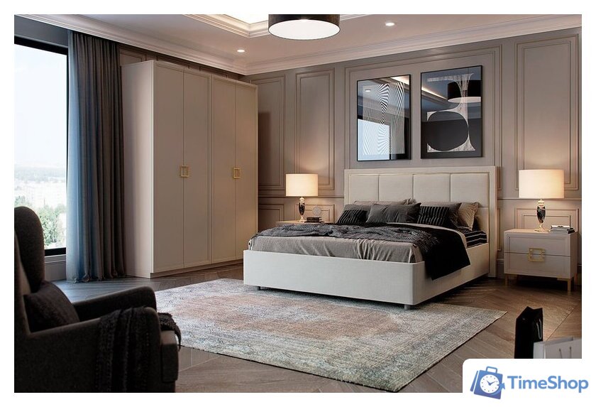 Кровать Ангстрем Дольче спальня с ПМ ДЛ-811.26 исп.30 (кашемир серый) - Изображение №6 — Интернет-магазин Time-Shop