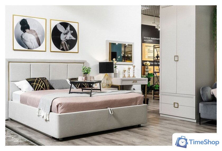 Кровать Ангстрем Дольче спальня с ПМ ДЛ-811.26 исп.30 (кашемир серый) - Изображение №10 — Интернет-магазин Time-Shop