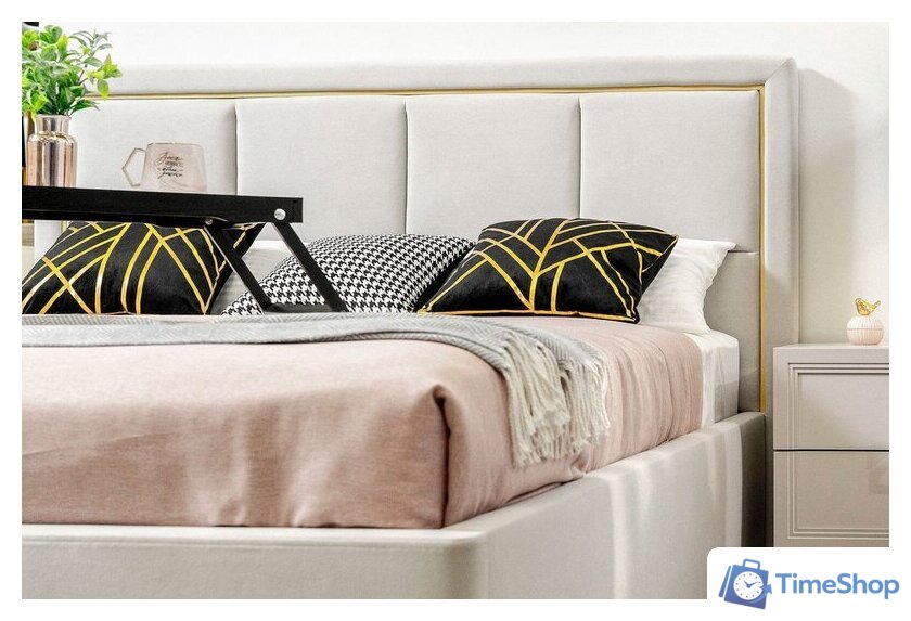 Кровать Ангстрем Дольче спальня с ПМ ДЛ-811.26 исп.30 (кашемир серый) - Изображение №14 — Интернет-магазин Time-Shop