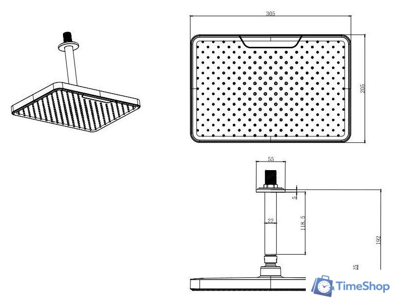 Верхний душ Aquatek AQ2071CR - Изображение №2 — Интернет-магазин Time-Shop
